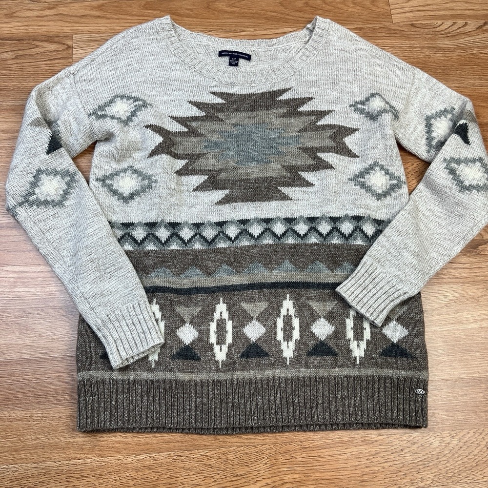 American Eagle Women's Wool Blend Sweater‎ Beige/Brown Size Small
